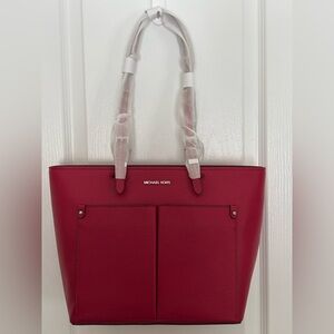 Michael Kors Raspberry Jet Set Travel  Tote Bag - Non Leather Vegan Material